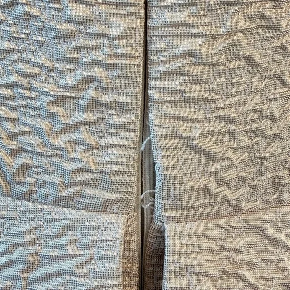 Rickie Freeman Teri Jon Peplum Gold Metallic Textured Jacquard Asymmetric Dress - Picture 10 of 11